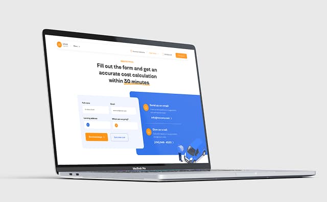 Star Van Lines website shown on a laptop mockup against a light gray background