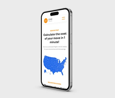 Star Van Lines service map shown on a phone render