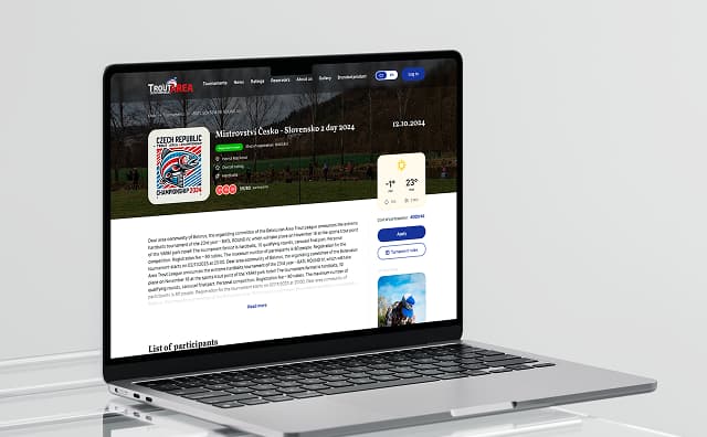 Troutarea platform metrics and interface shown inside a laptop mockup