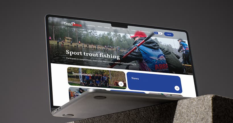 Troutarea homepage shown on a laptop